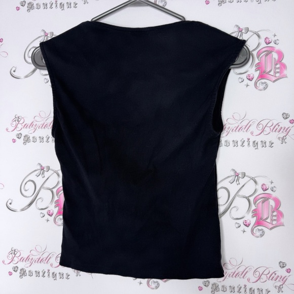 Maeve tank top black ribbed square neckline stretchy basic casual top shirt luxe - Picture 4 of 4